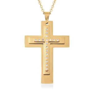 Cross Pendant Necklace White Austrian Crystal